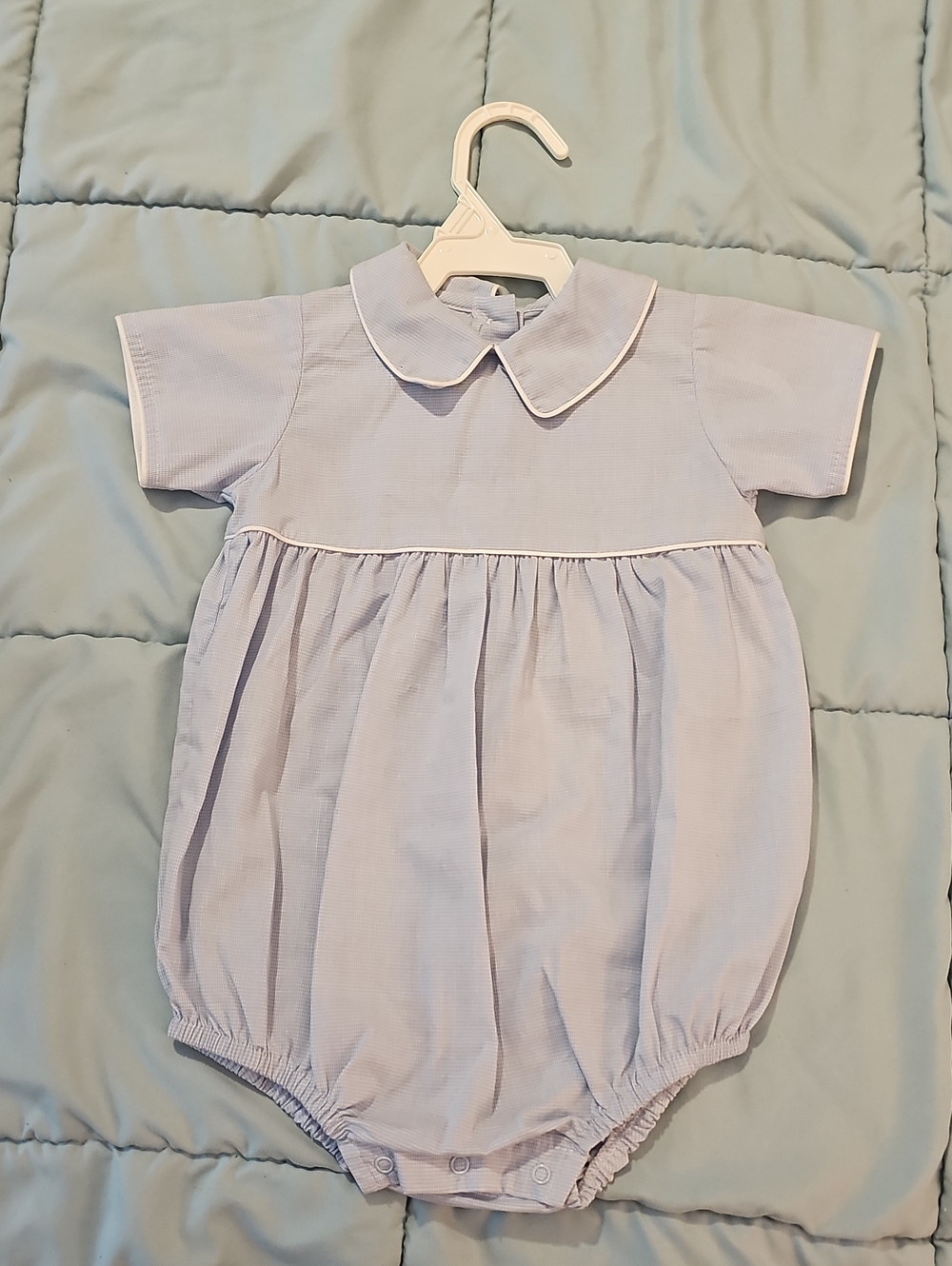 12 Month Classic Light Blue Peter Pan Collar Baby One-Piece